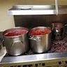 Photo of soup cooking on the stove in the parish hall kitchen