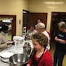 Photo of parishioners preparing dough during the Pascha baking class