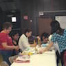 Photo of parishioners preparing dough during the Pascha baking class