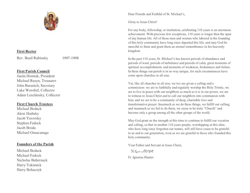 Letter from Fr. Ignatius for the 110th_anniversary