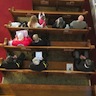 Photo from above of parishoners during veterans service