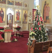 Photo of parishoners greeting His Grace Bishop Mark