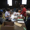 Photo of parishioners making Christmas cards