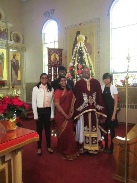Photo of Father John, Matushka Suja, Sophia, Sam, and Sneha