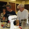 Photo of parishioners preparing dough during the Pascha baking class