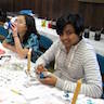 Photo of parishioners preparing dough during the Pascha baking class