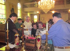 Photos of newly-elected parish council officers taking an oath of office