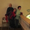 Photo of parishoners decorating the inside of the church