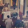 Photo of Fr. Vjekoslav reading from the Holy Bible during Pascha