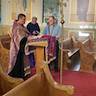 Photo of Fr. Barnabas reading one of the twelve Passion Gospels at Matins during Holy Week.